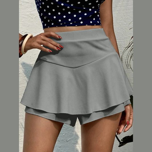 High Waist Layered Ruffle Skort
