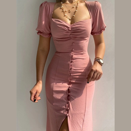 Sweetheart Neck Short Sleeve Dress