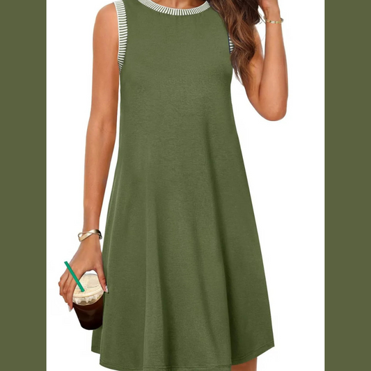 Round Neck Sleeveless Mini Tank Dress