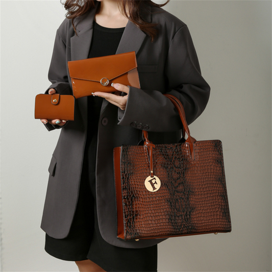European And American Retro Women's Hand-held Crossbody Bag Three-piece Set