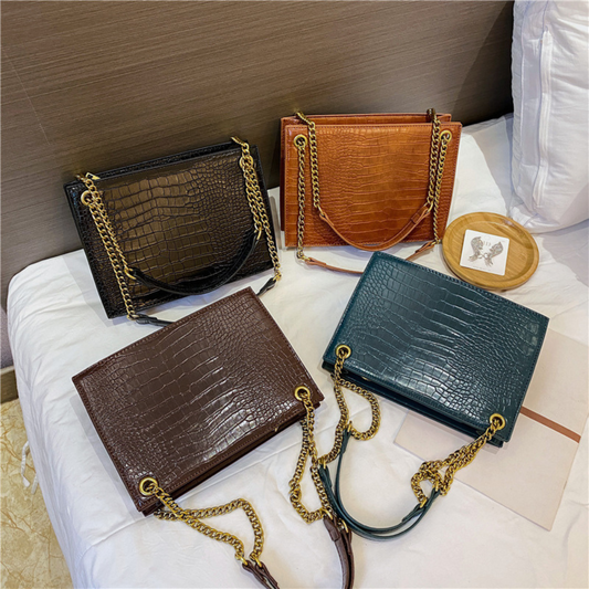 One Shoulder Messenger Bag Crocodile Pattern Women's Chain Bag