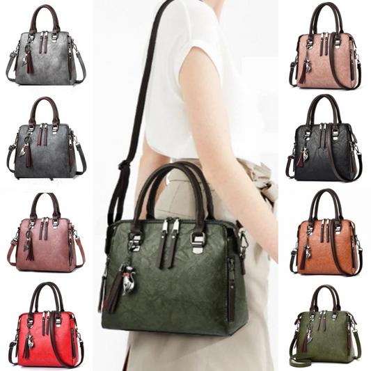 Vintage PU Leather Top-handle Shoulder Bag