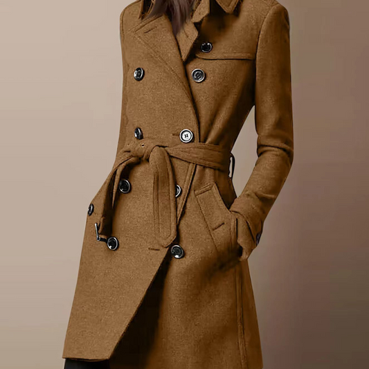 Double Breasted Casual Woolen Coat Women's Clothing