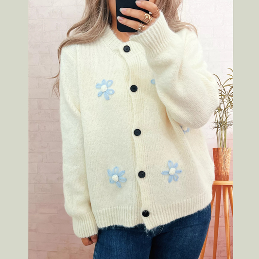 Flower Button-Down Cardigan