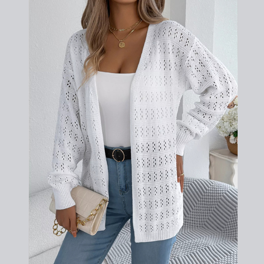 Open-Front Crochet Knit Cardigan