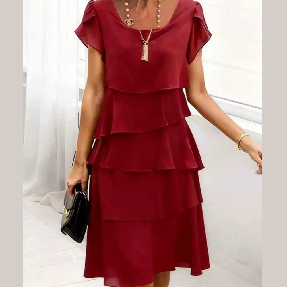 Full Size Ruffled Layered Petal Sleeve Dress Plus Size