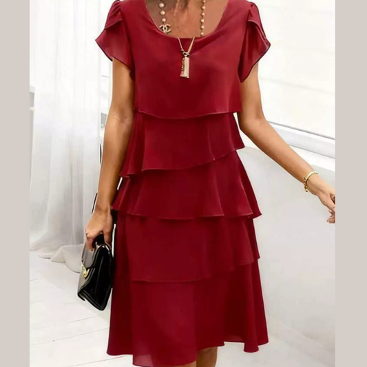 Full Size Ruffled Layered Petal Sleeve Dress Plus Size