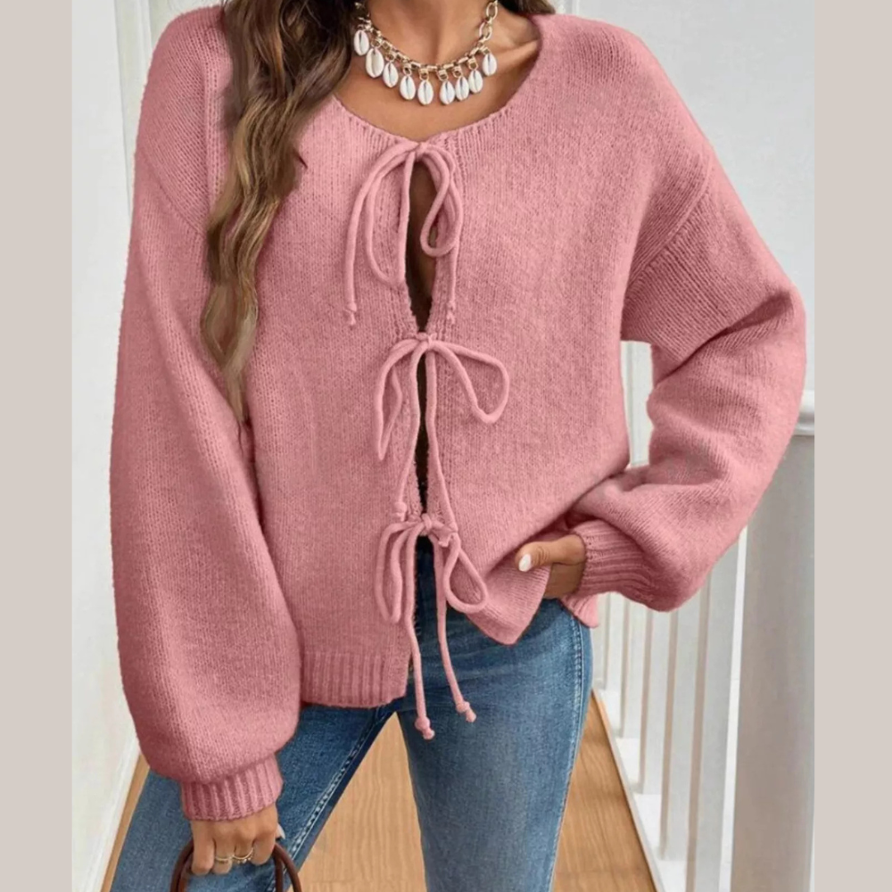Tie-Front Long Sleeve Cardigan