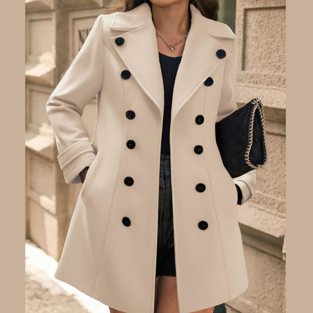 Double-Breasted Wool Blend Overcoat
