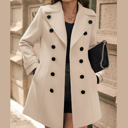 Double-Breasted Wool Blend Overcoat