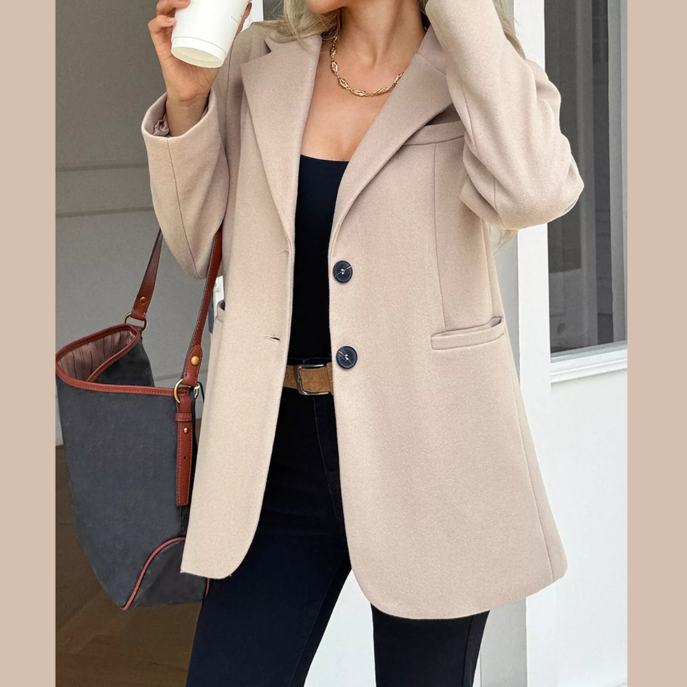 Lapel Collar Button Up Blazer