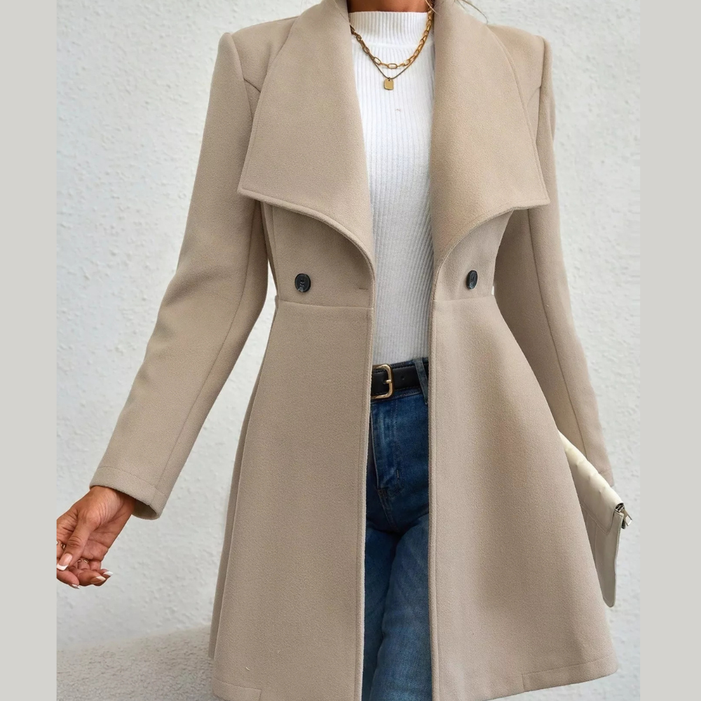 Collared Neck Double Breasted Coat