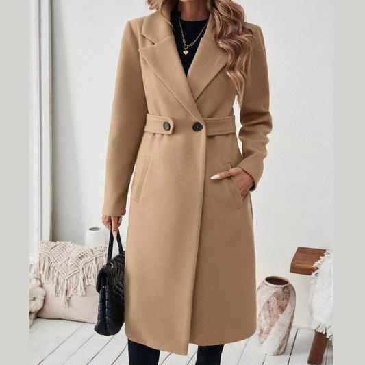 One Button Wool Blend Overcoat