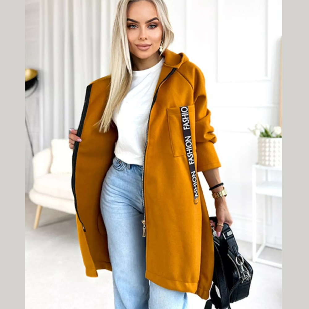 Full Size Zip Up Longline Hooded Outerwear Plus Size