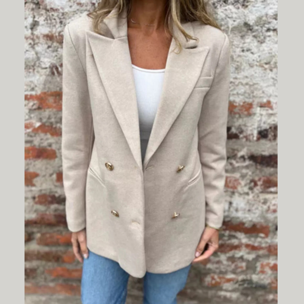 Full Size Double Breasted Long Sleeve Blazer Plus Size