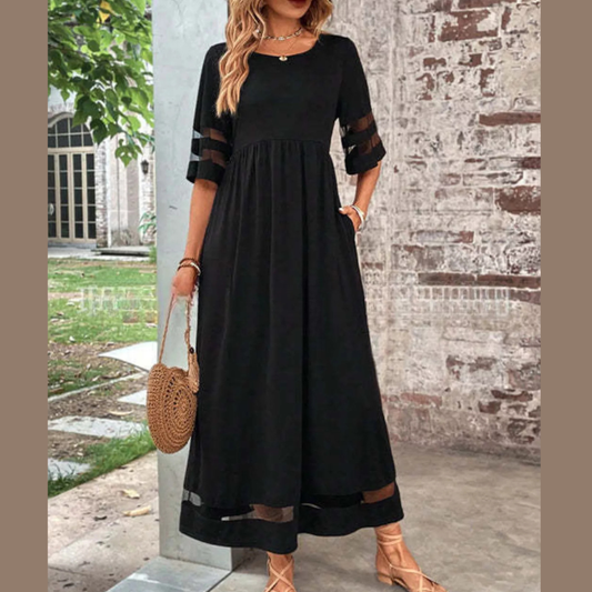 Full Size Round Neck Half Sleeve Dress Plus Size