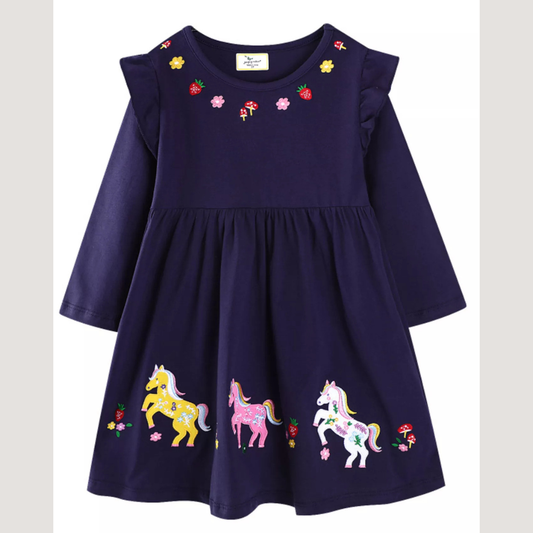 Children's Embroidered Long Sleeve Casual Dress