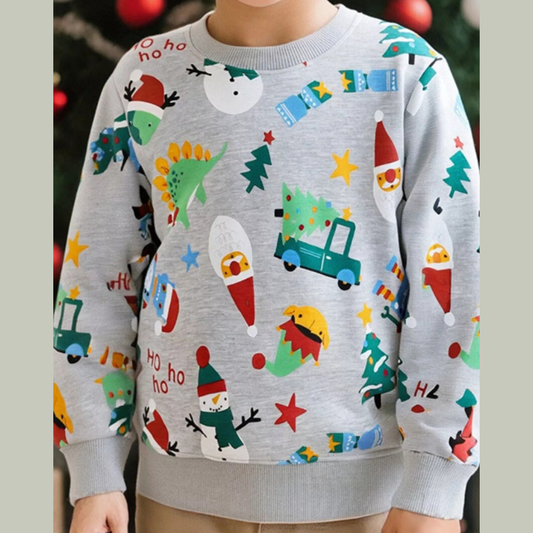 Children's Christmas Print Crewneck Sweatshirt