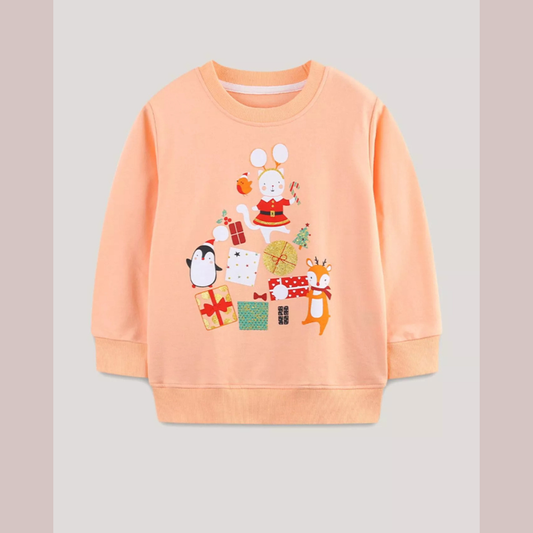 Children's Christmas Print Round Neck Sweatshirt