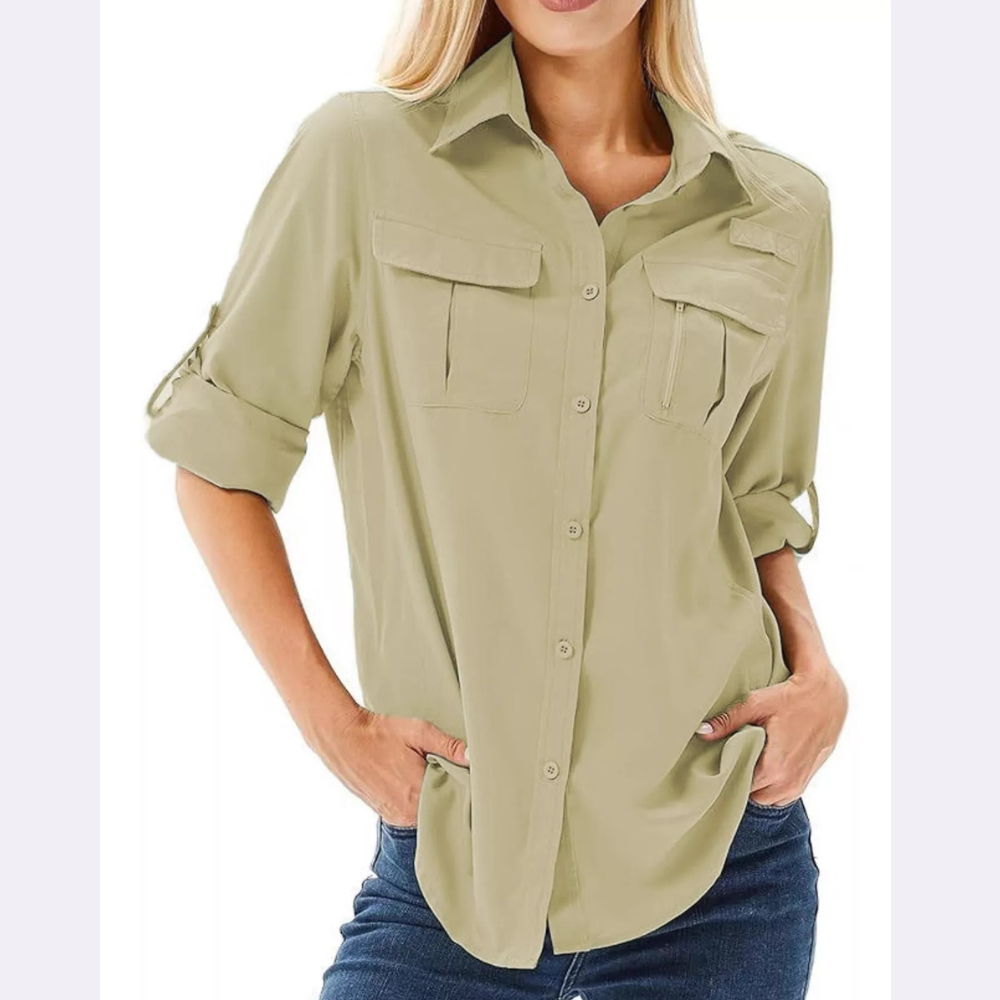 Full Size Roll-Up Sleeve Button Up Shirt Plus Size