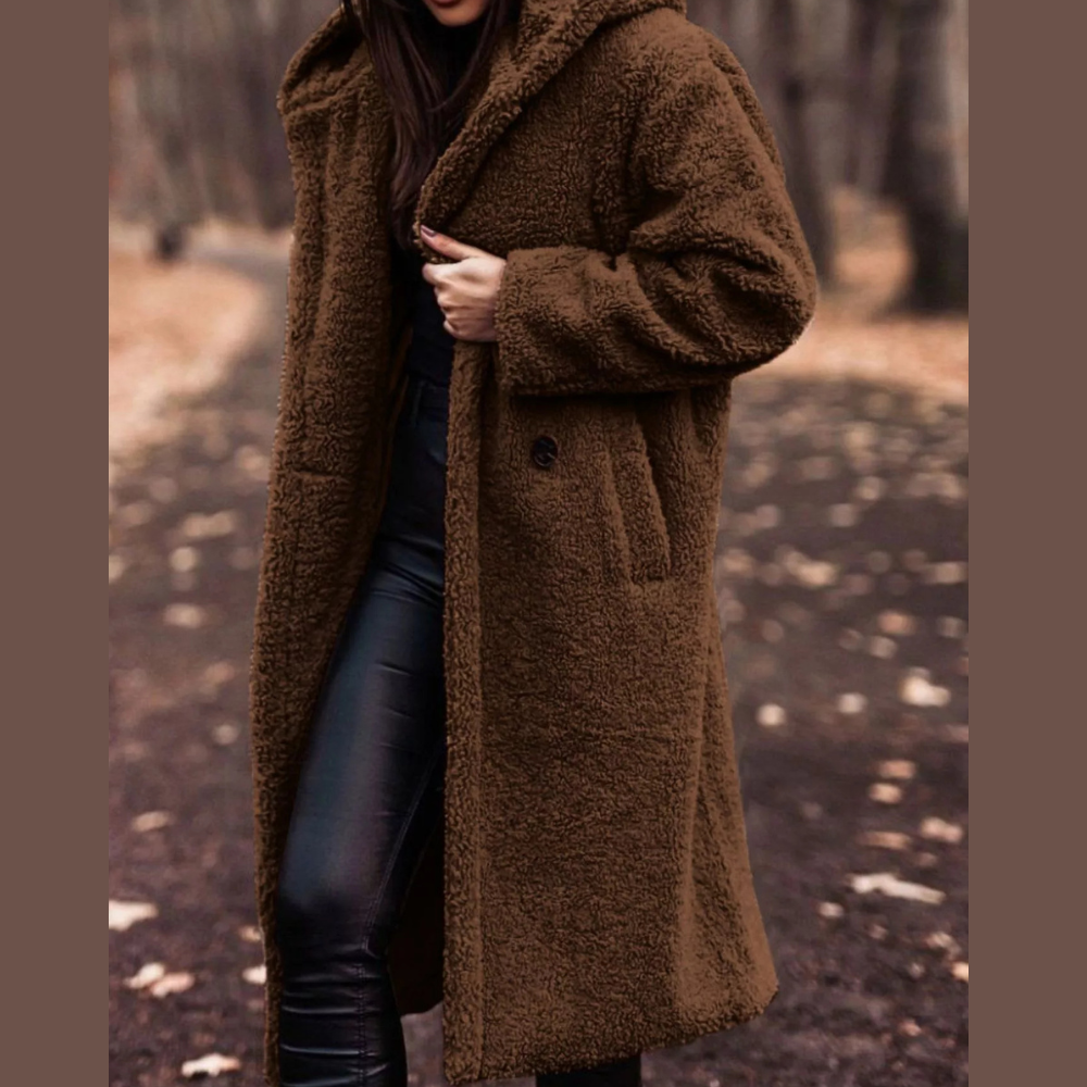 Teddy Bear Hooded Longline Outerwear