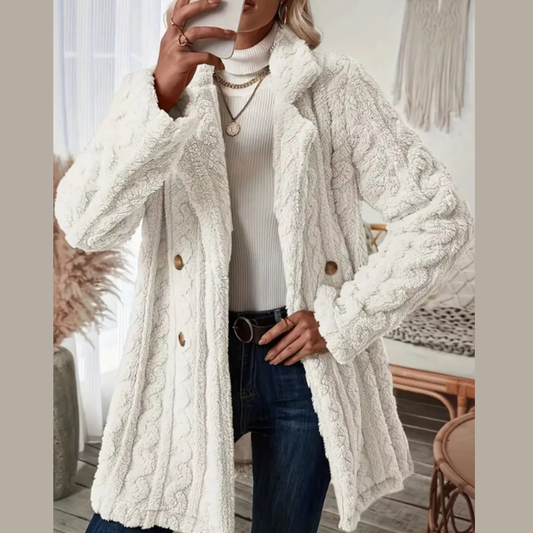 Cozy Faux Shearling Double-Breasted Outerwear