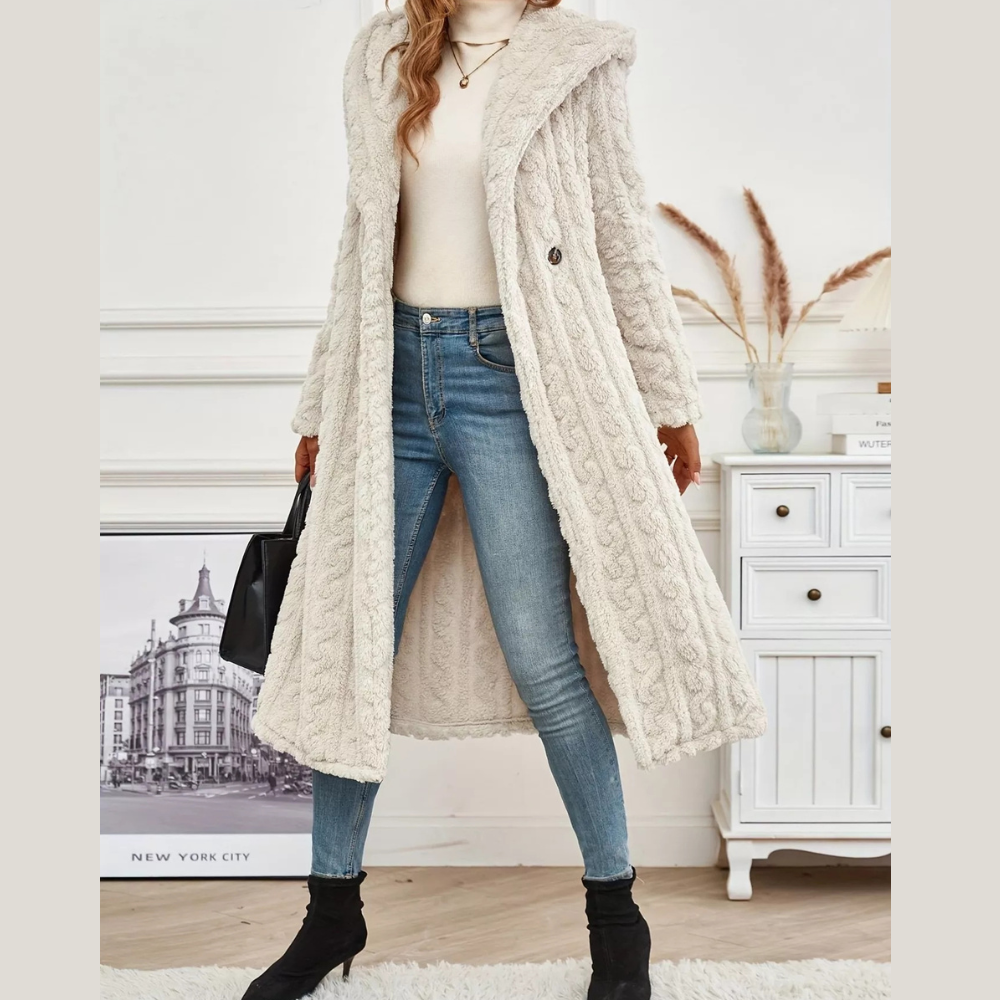 Cozy Hooded Button Up Longline Outerwear