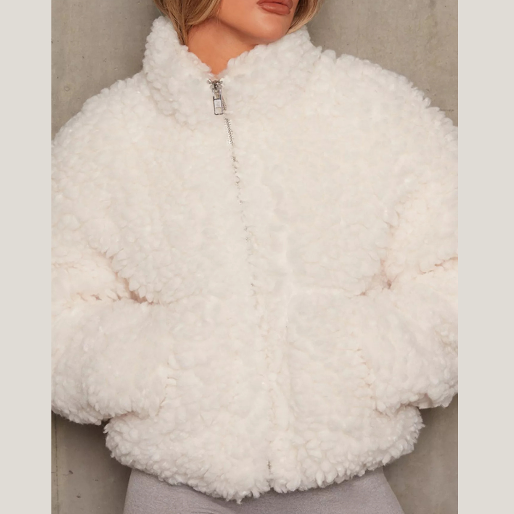Cozy Zip Up Cropped Sherpa Jacket