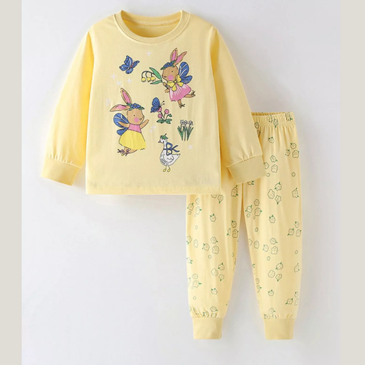 Children's Cute Cartoon Bunny Long Sleeve Top and Pants Set