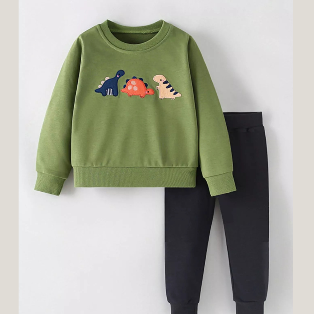 Children's Dinosaur Embroidered Sweatshirt and Pants Set