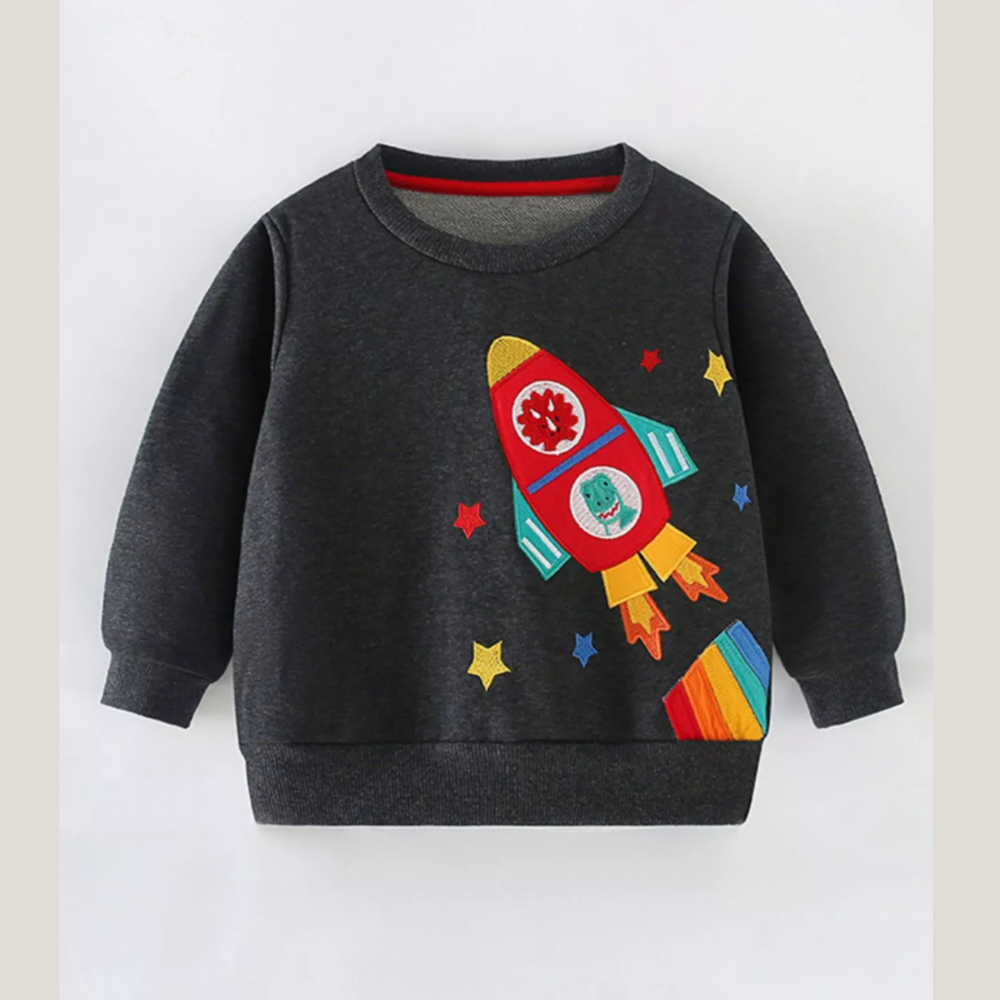 Children's Rocket Round Neck Top and Pants Sweatshirt
