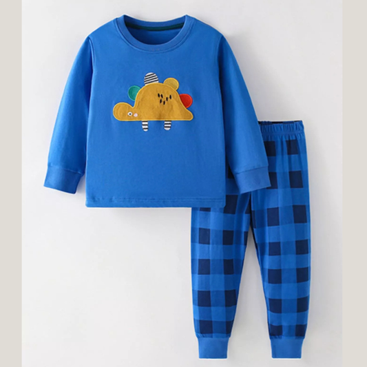 Children's Dinosaur Applique Long Sleeve Pajama Set