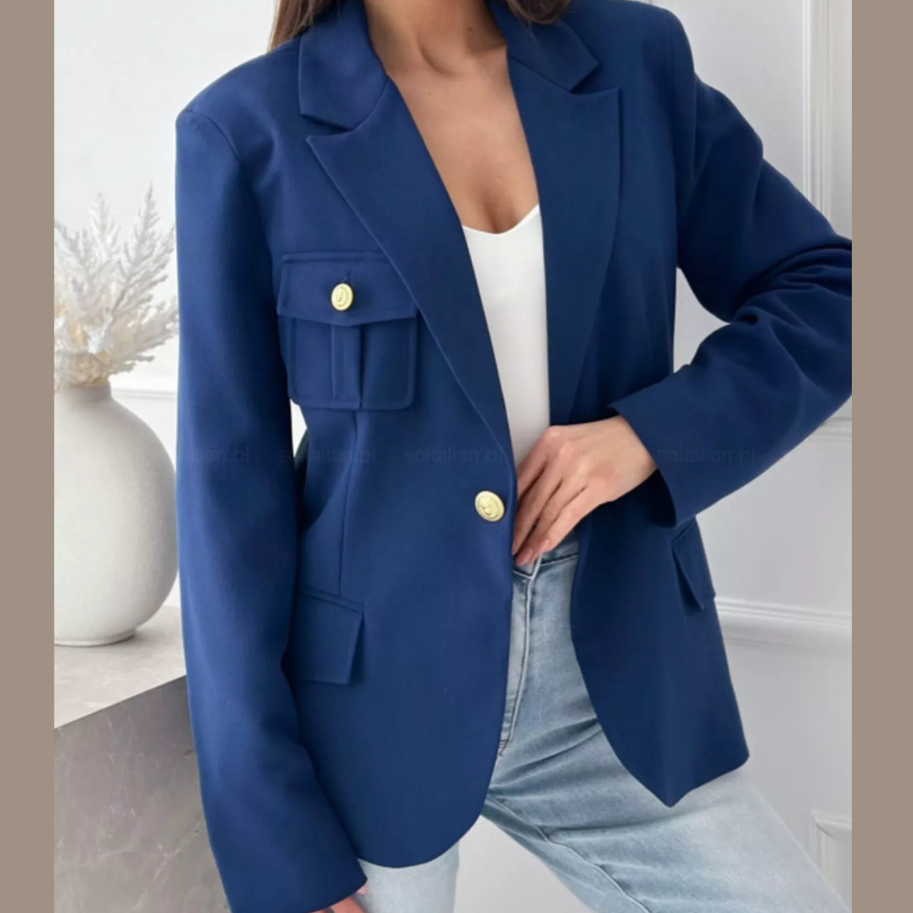 Lapel Collar One Button Blazer