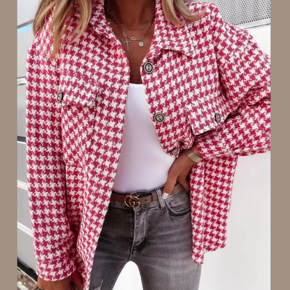 Houndstooth Button-Down Jacket