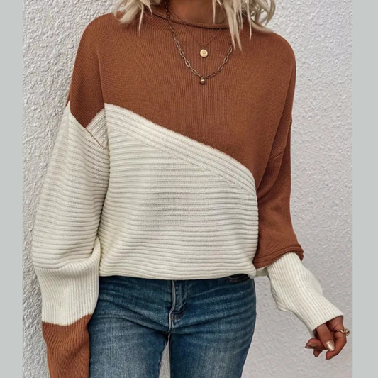 Color Block Ribbed Knit Sweater
