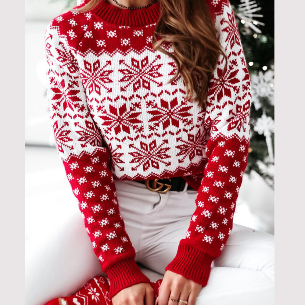 Snowflake Pattern Long Sleeve Sweater
