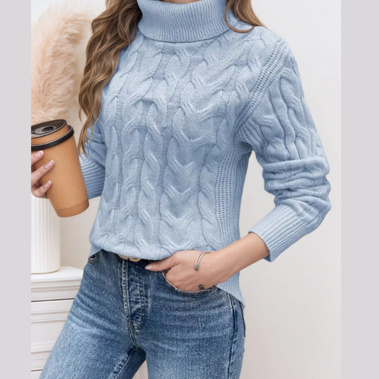 Cable Knit Turtleneck Long Sleeve Sweater