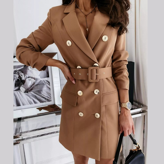 Double-Breasted Belted Blazer Dress