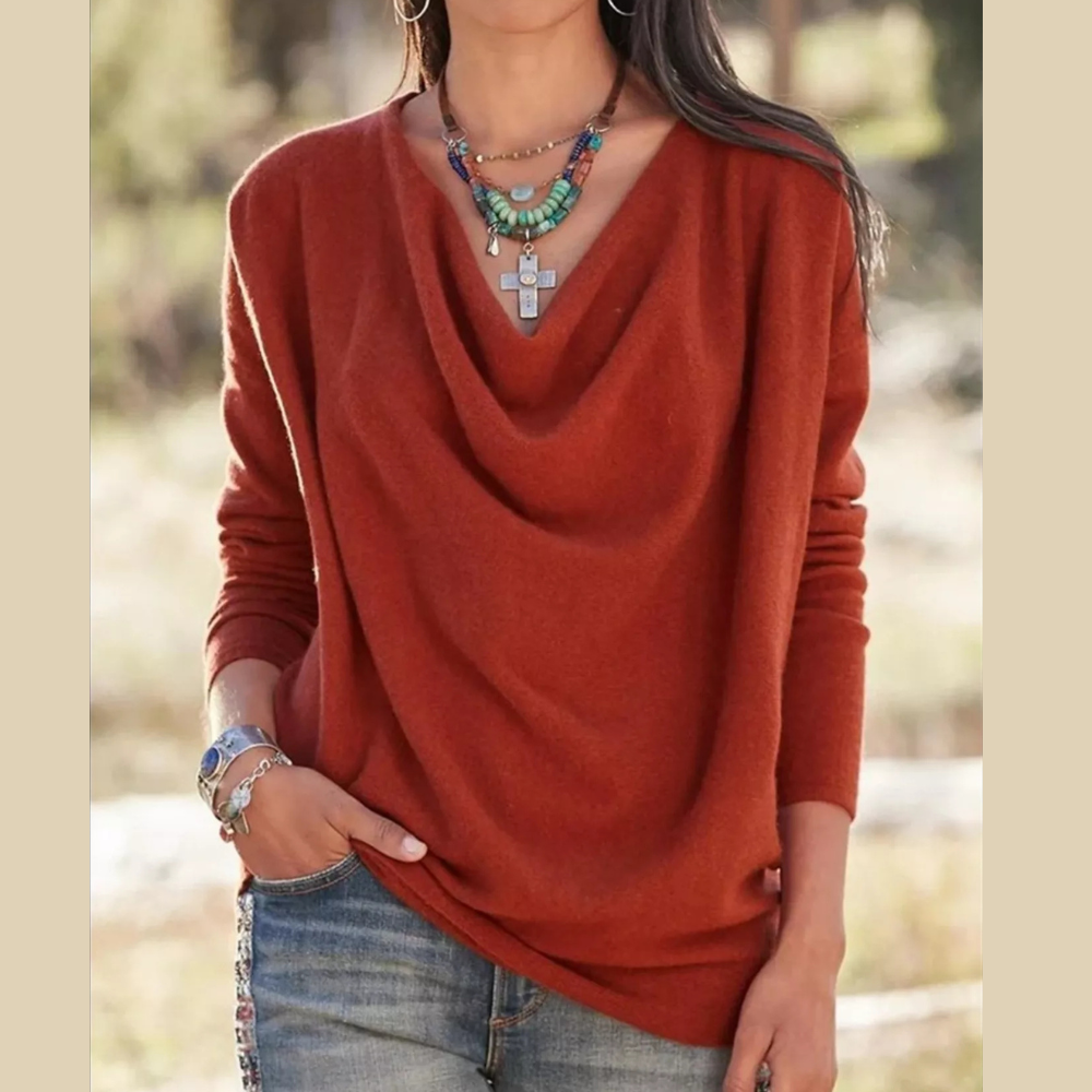 Full Size Cowl Neck Long Sleeve Top Plus Size