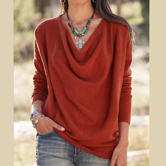 Full Size Cowl Neck Long Sleeve Top Plus Size