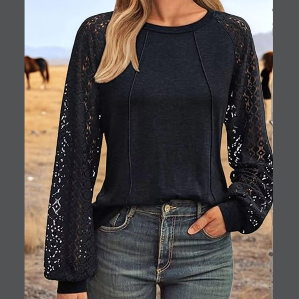 Round Neck Lace Sleeve Blouse