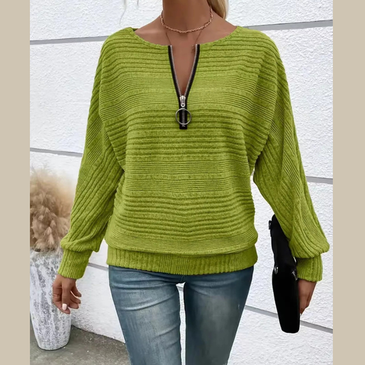 Ribbed Knit Quarter Zip Sweatshirt