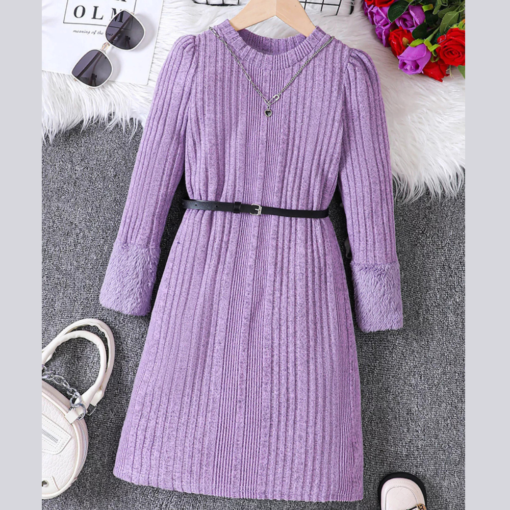 Children's Ribbed Knit Long Sleeve Dress