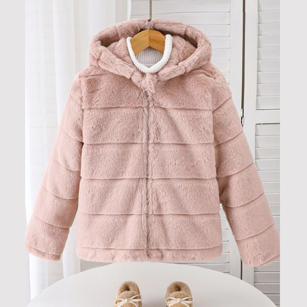 Children's Cozy Faux Fur Hooded Jacket