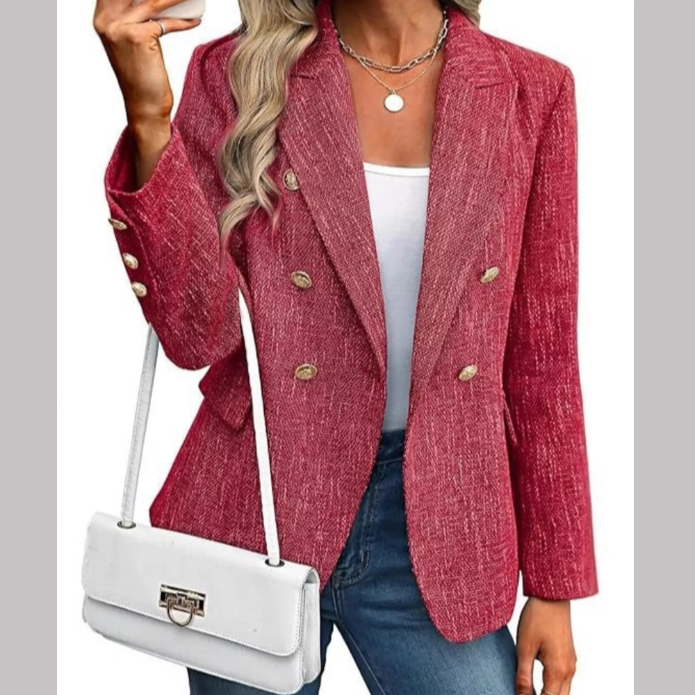 Double-Breasted Lapel Collar Blazer