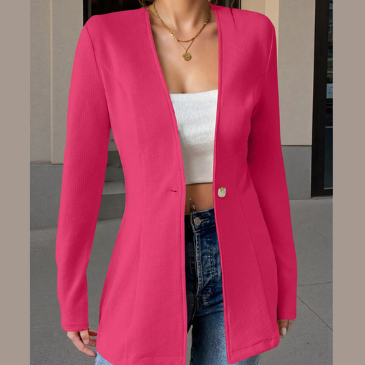 One Button Long Sleeve Blazer