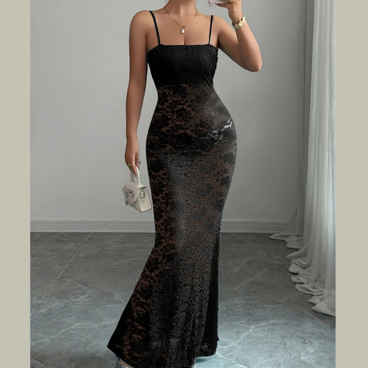 Lace Square Neck Maxi Cami Dress