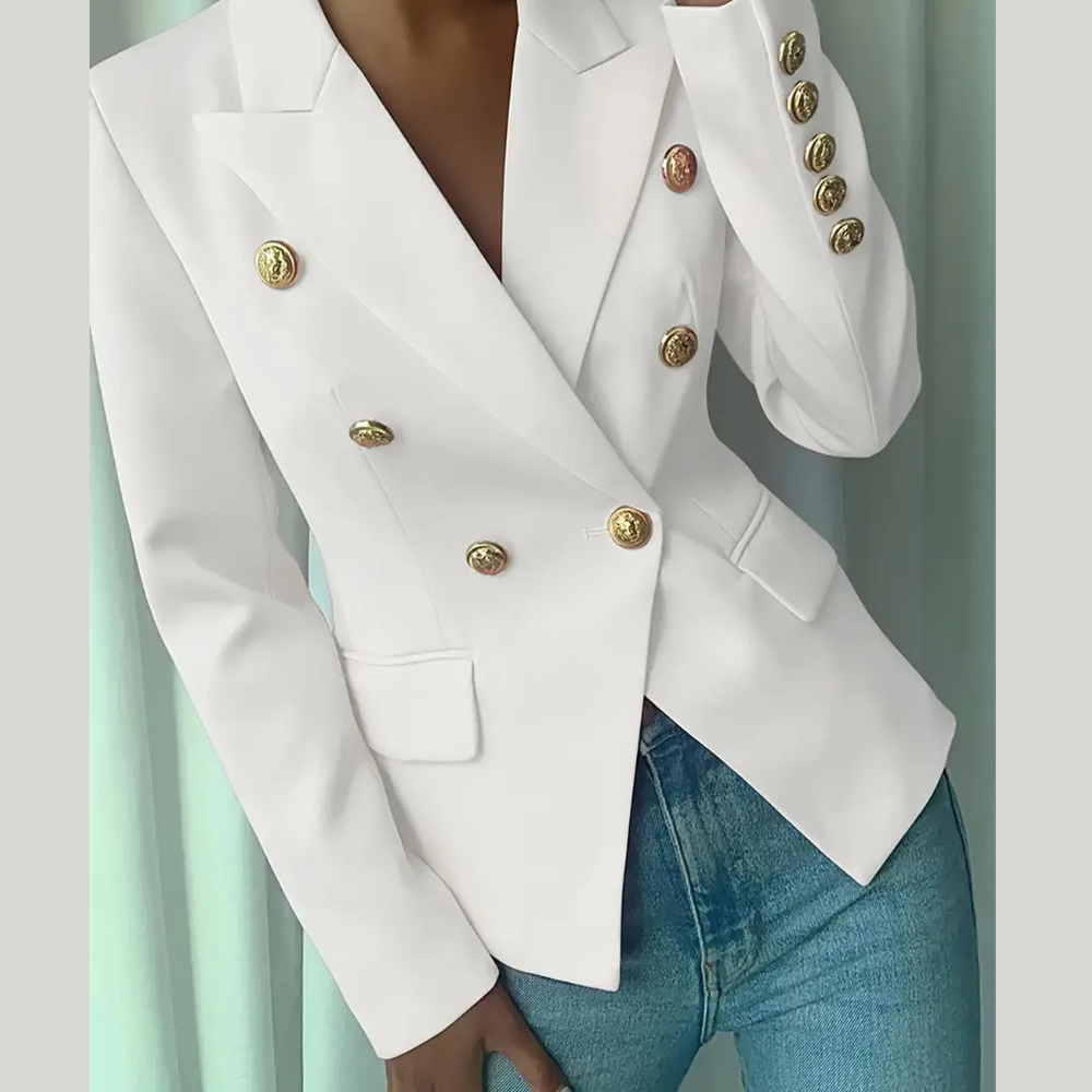 Decor Button Lapel Collar Blazer