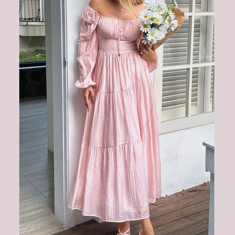 Tiered Balloon Sleeve Midi Dress