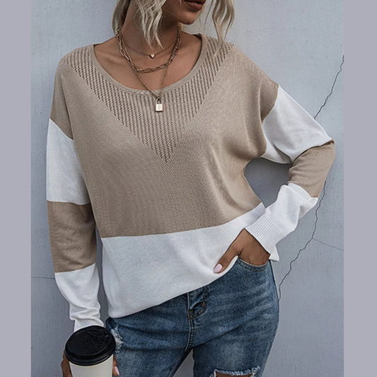 Stylish Color Block Warm Knit Top